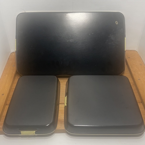 Vintage-1984  3 Piece "Lacquerware" Nesting Trays  Black - Picture 5 of 12